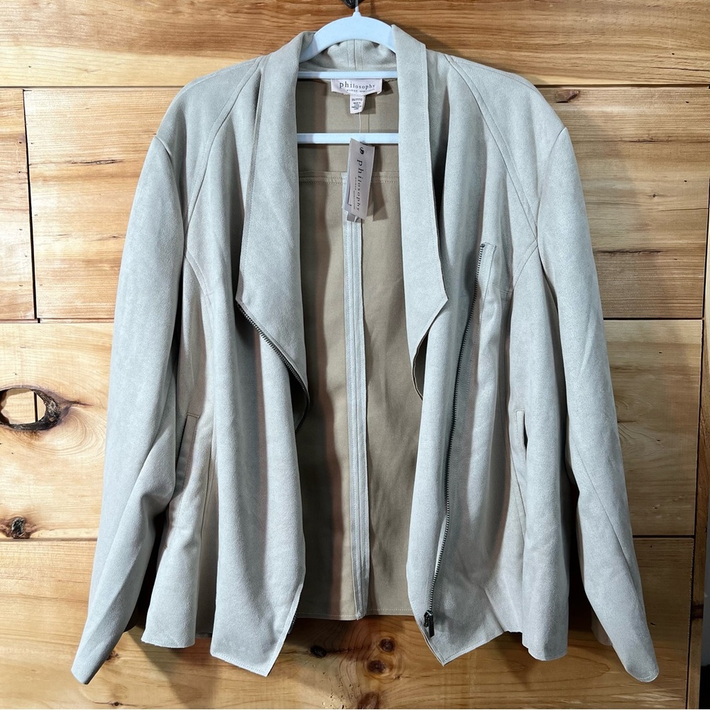 NWT Philosophy Faux Leather 3X Tan Women's Moto Jacket